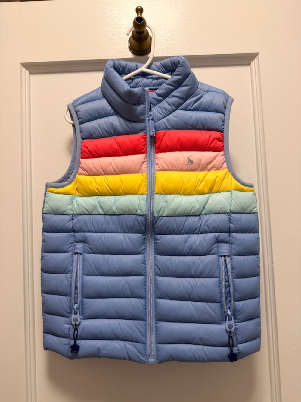 Joules Light Blue Packable Jacket with Rainbow Loop